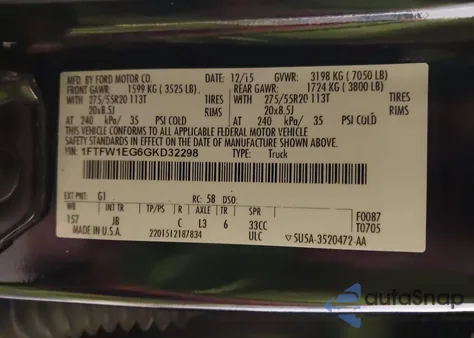 2016 Ford F-150 Xlt from USA, damaged, VIN 1FTFW1EG6GKD32298